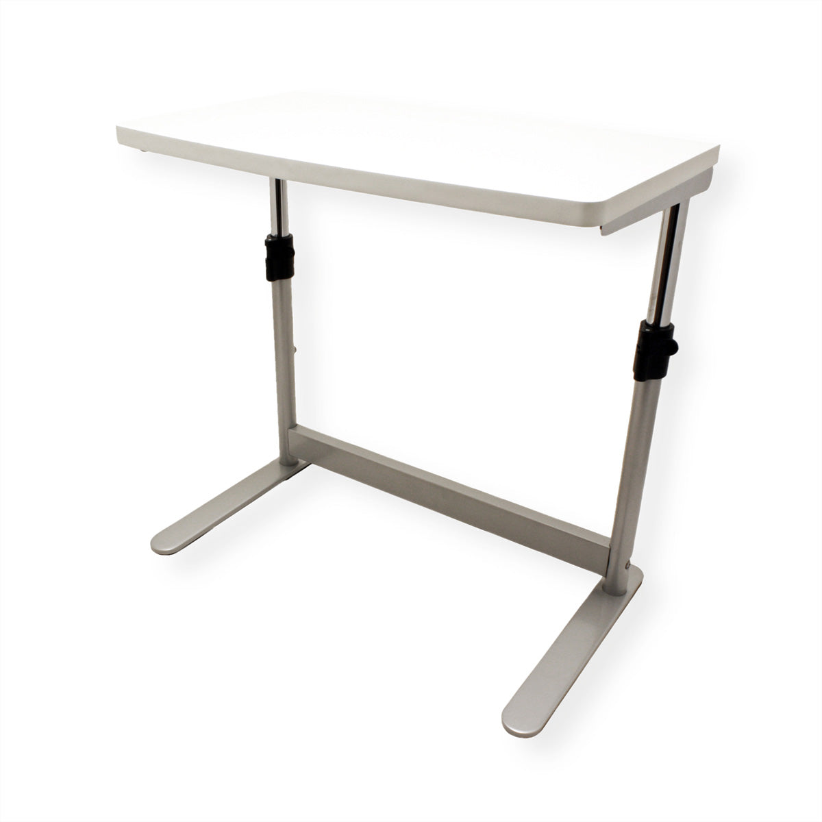 ROLINE Höhenverstellbarer Tisch, 50 × 30 cm, manuell, 39–49 cm, 10 kg, lichtgrau/weiss, Metallgestell