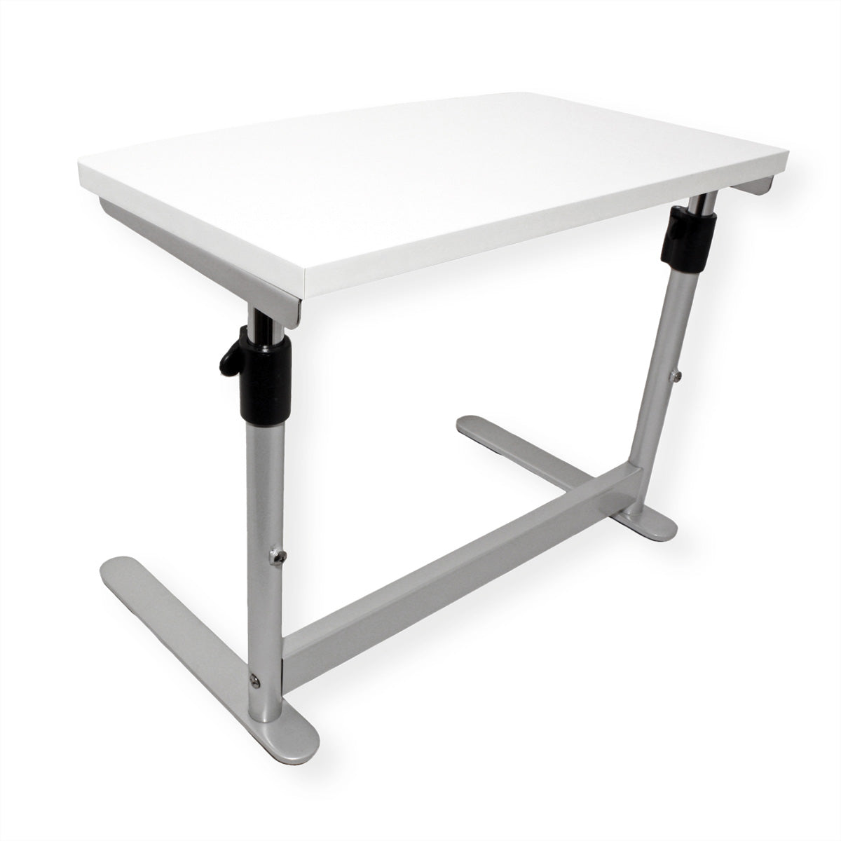 ROLINE Höhenverstellbarer Tisch, 50 × 30 cm, manuell, 39–49 cm, 10 kg, lichtgrau/weiss, Metallgestell