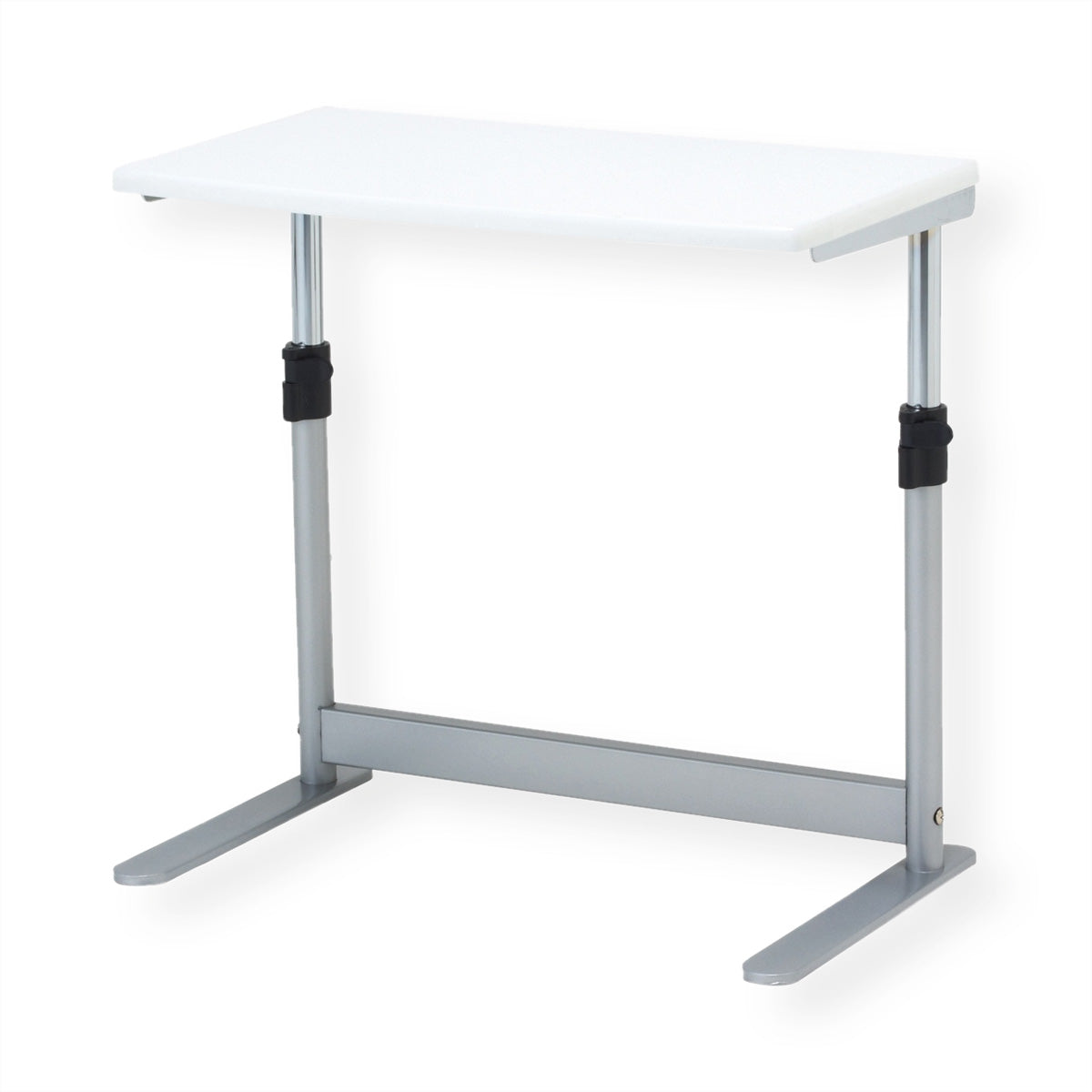 ROLINE Höhenverstellbarer Tisch, 50 × 30 cm, manuell, 39–49 cm, 10 kg, lichtgrau/weiss, Metallgestell