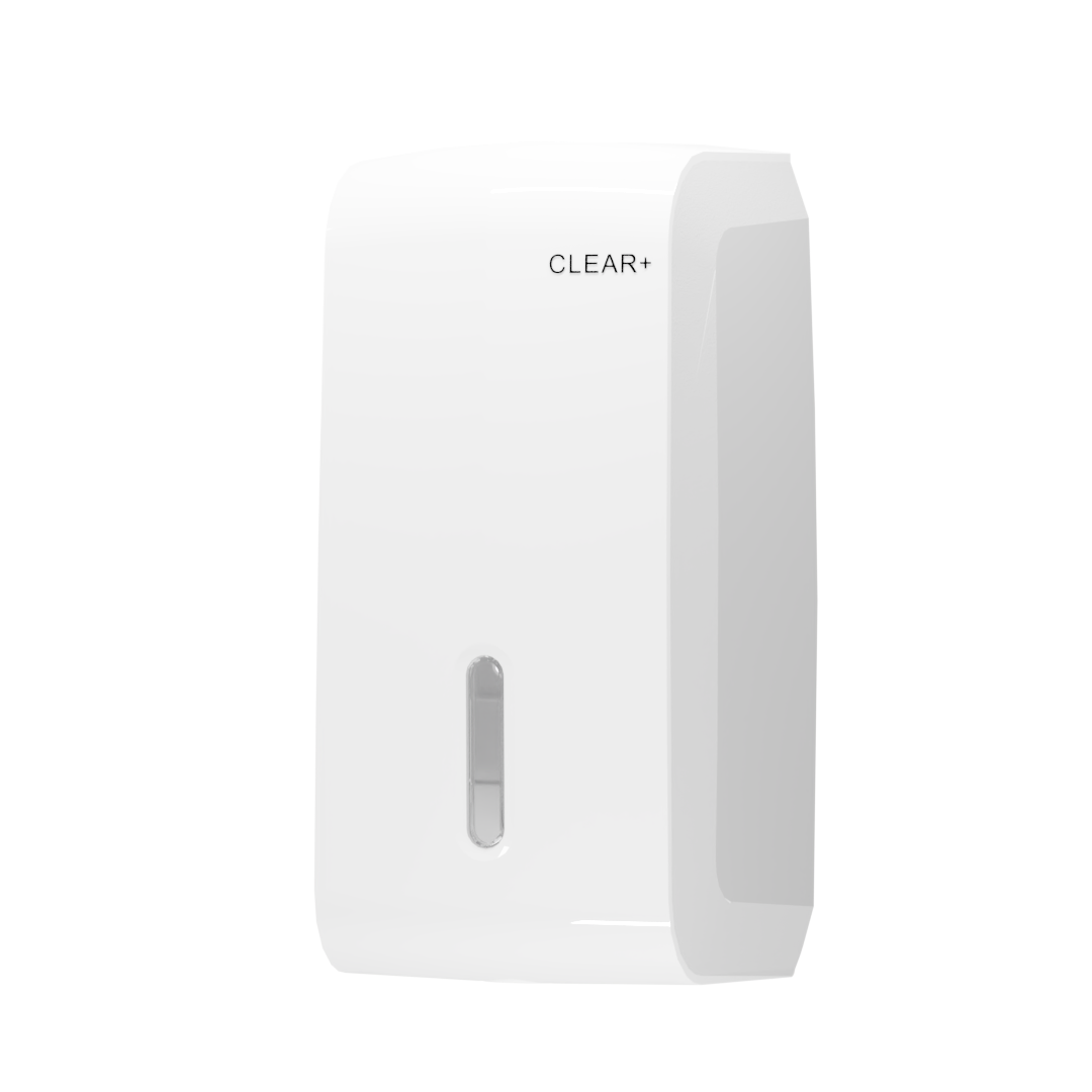 Clear+ Toilettenpapierspender für gefaltetes Toilettenpapier (V-/M-Faltung) – PP/ABS, abschliessbar