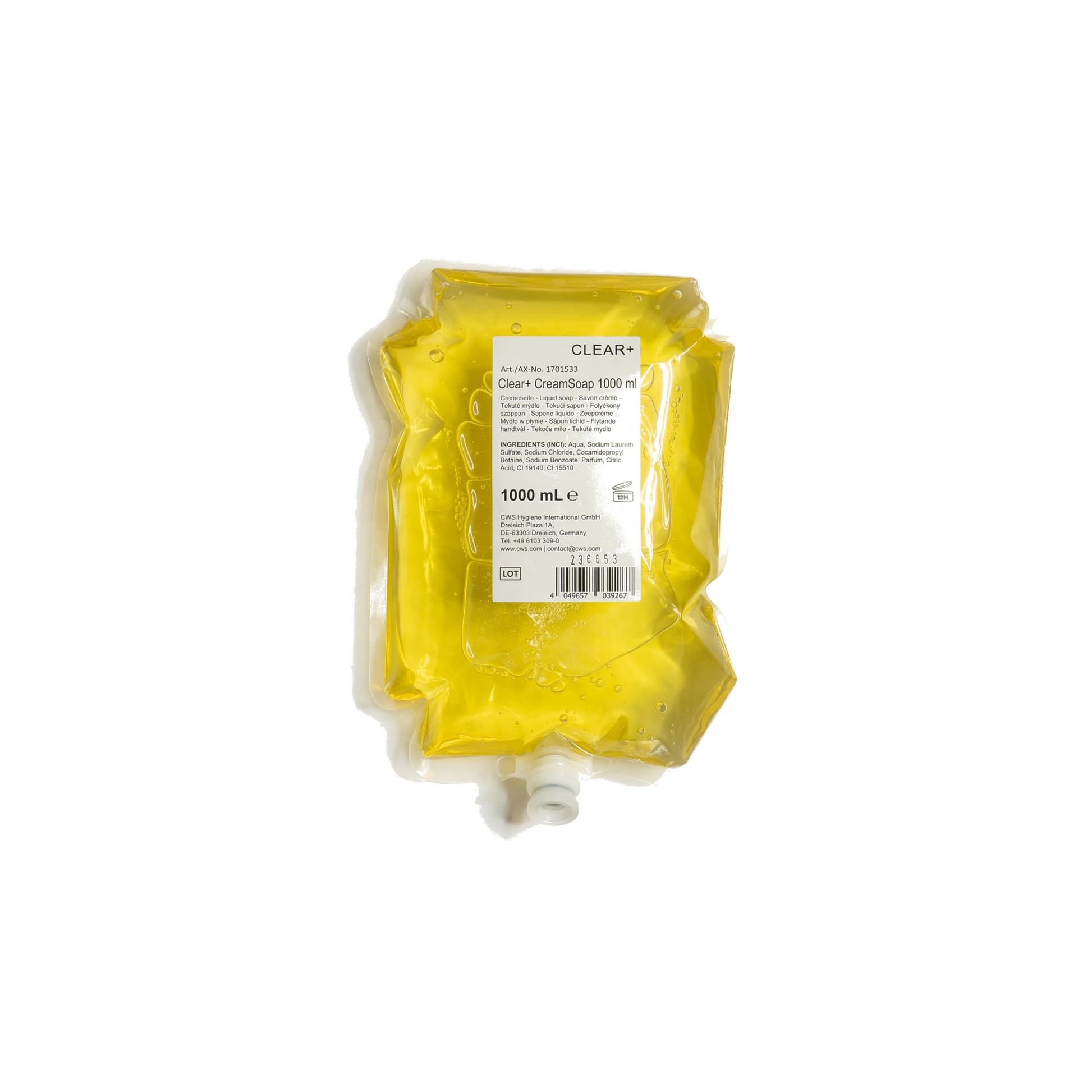 Clear+ Handseife Flüssig – Zitrusduft – Nachfüllbeutel – 4 × 1 l