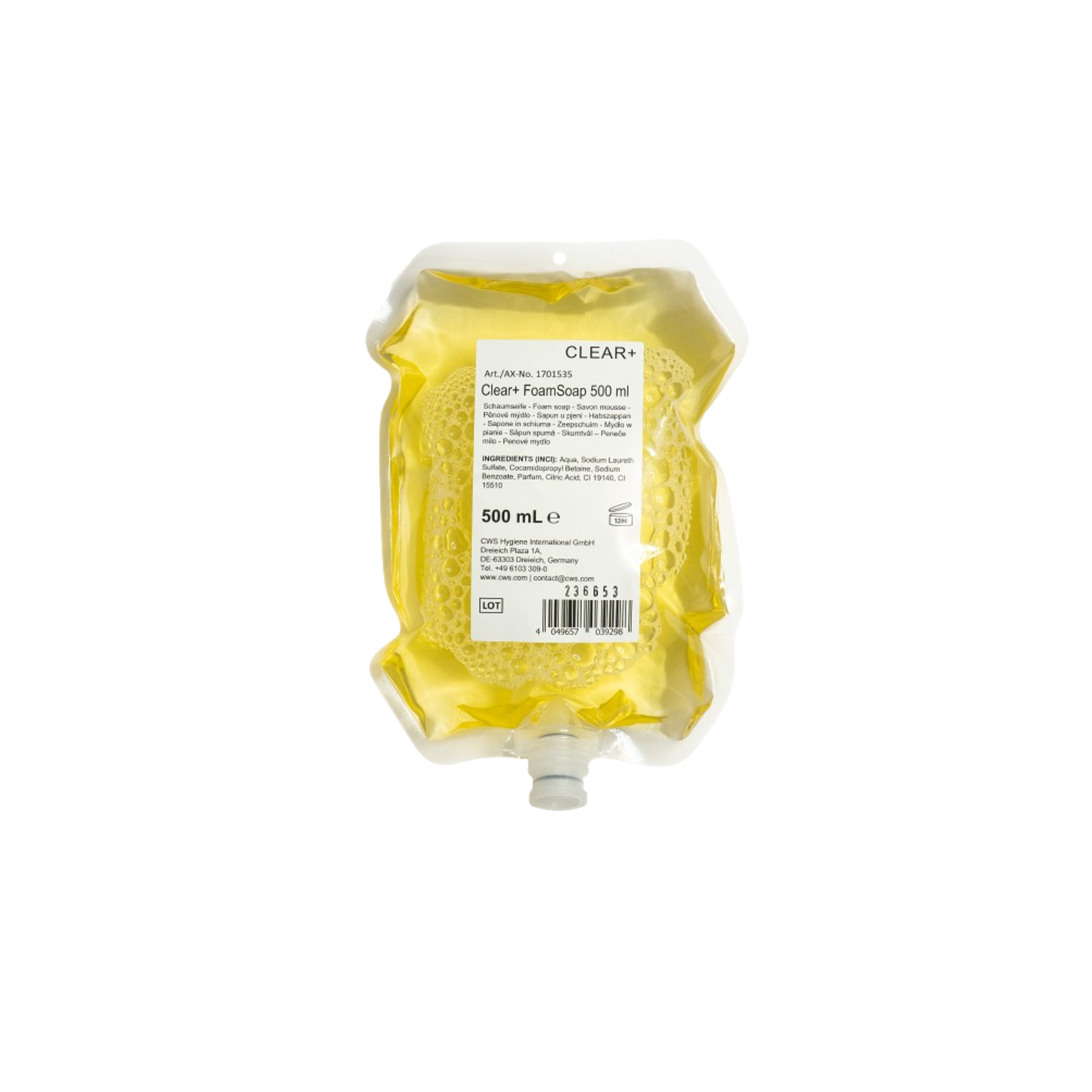 Clear+ Schaumseife – Zitrusduft – Nachfüllbeutel – für Schaumseifenspender – 6 × 500 ml