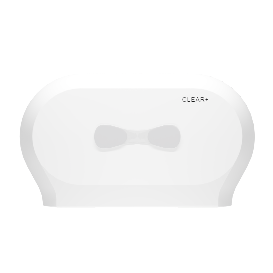 Clear+ Toilettenpapierspender – Polypropylen/ABS, weiss, für 2 Rollen (Midi, Ø 19 cm), abschliessbar