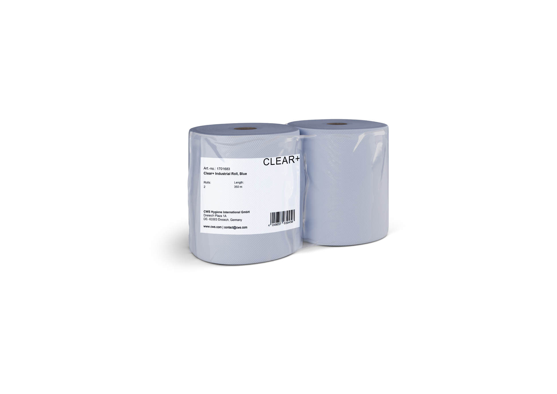 Clear+ Handtuchrolle – 2-lagig, Blau, Recycling-Fasermischung – 350 m – Pack 2 Rollen