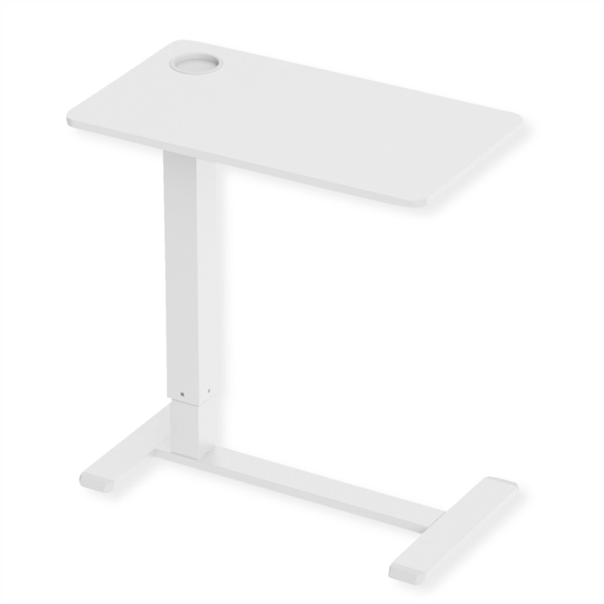 ROLINE Höhenverstellbarer Tisch, 70 × 40 cm, Gasfeder, 64–99 cm, 7 kg, Weiss