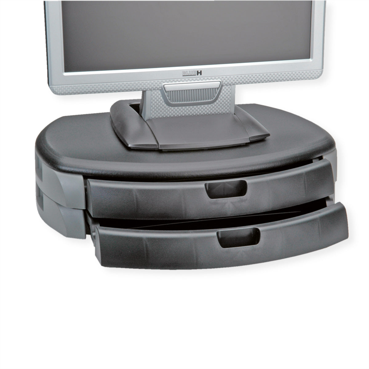 ROLINE Trend – Monitor-Tischständer – freistehend – 1 Monitor – bis 20 kg/Monitor – 2 Schubladen – Grau