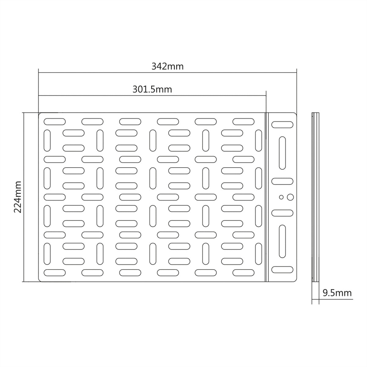 ROLINE Media-Player-Halterung, 340 × 224 × 9,5 mm, bis 5 kg, VESA 75×75/100×100/200×100/200×200