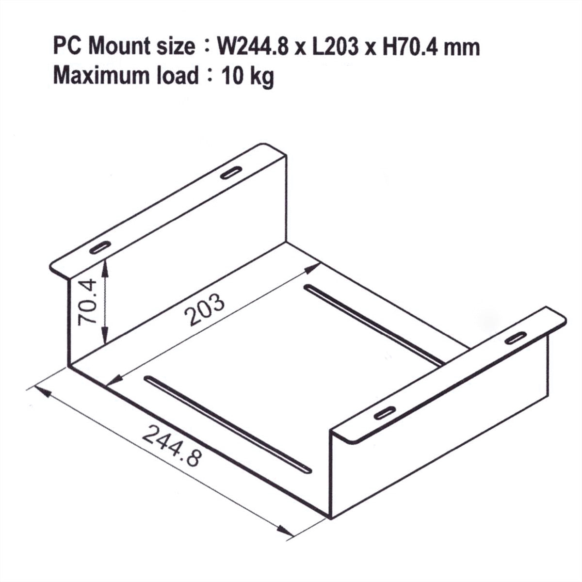 ROLINE CPU-Halterung (Untertisch) – bis 10 kg, Schwarz, Metall