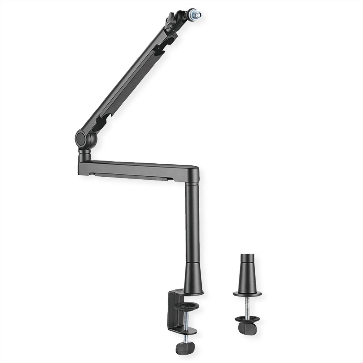 ROLINE Mikrofonständer (Auslegerarm) – Aluminium, Tragkraft 0,5 kg, Tischstärke 10–60 mm, Schwarz