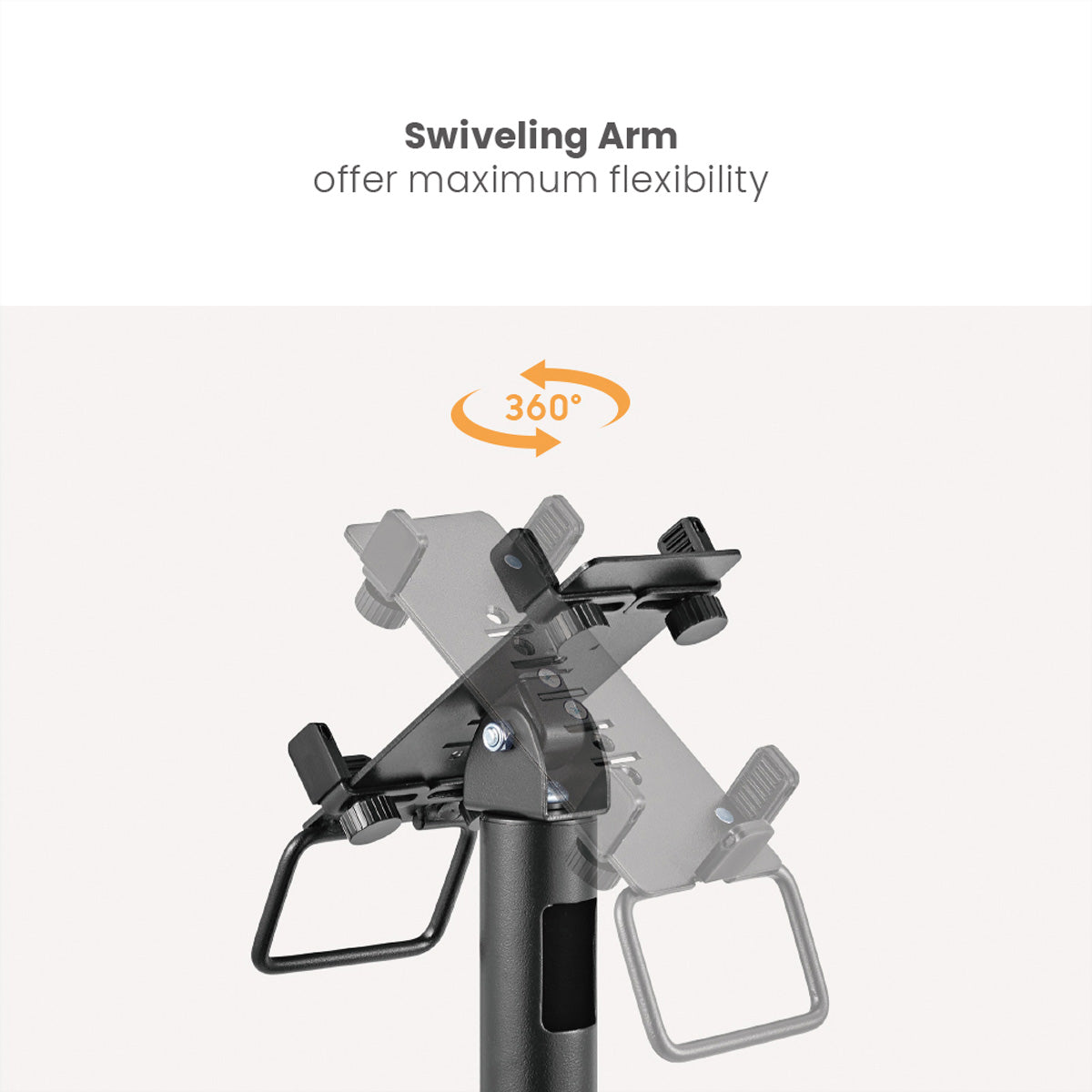 ROLINE POS-Halterung, Schraubbefestigung, 360°/±45°, für Geräte 70–110 mm Breite, bis 166 mm Länge, Schwarz
