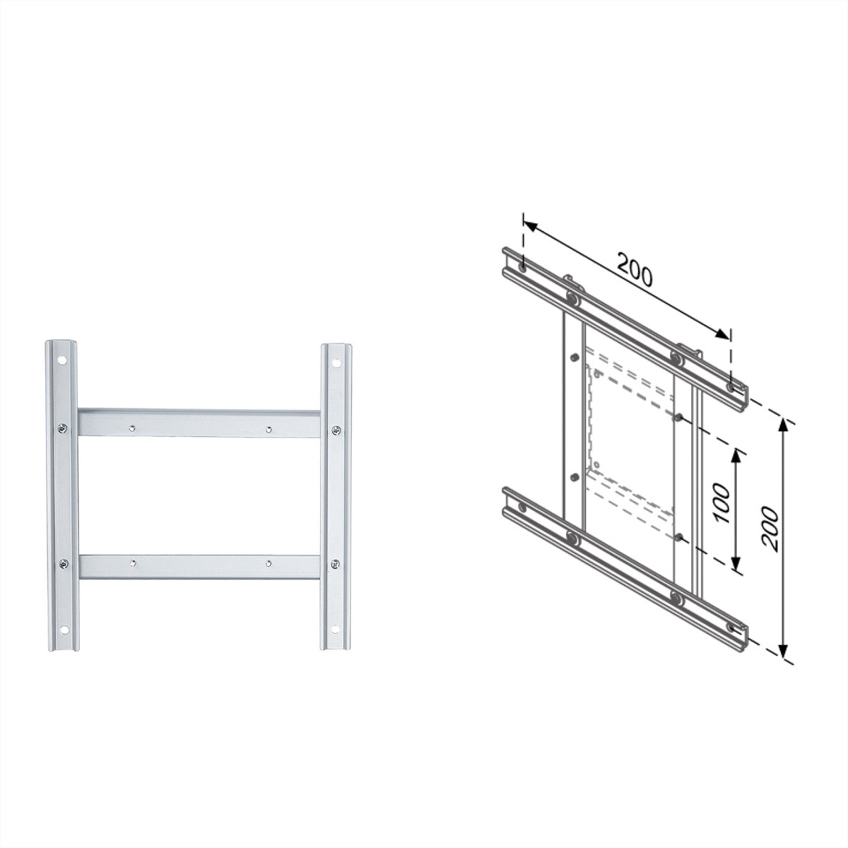 ROLINE VESA-Adapterplatte – VESA 100×100/100×200/200×200 mm – Silber – für VESA 100/200