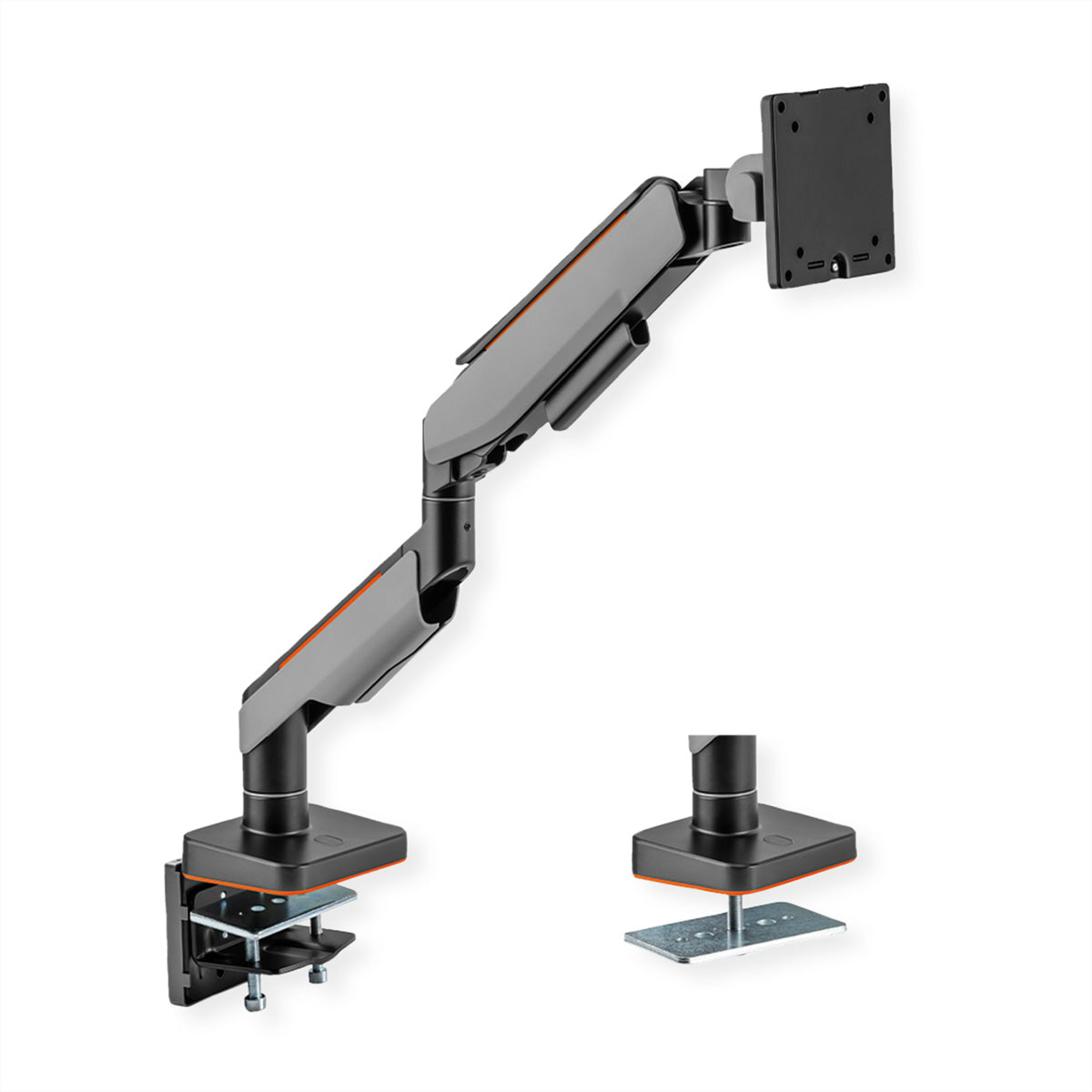 ROLINE Monitorarm Tischhalterung – Klemme/Durchführung – 1 Monitor – 17–49" – VESA 75×75/100×100 mm