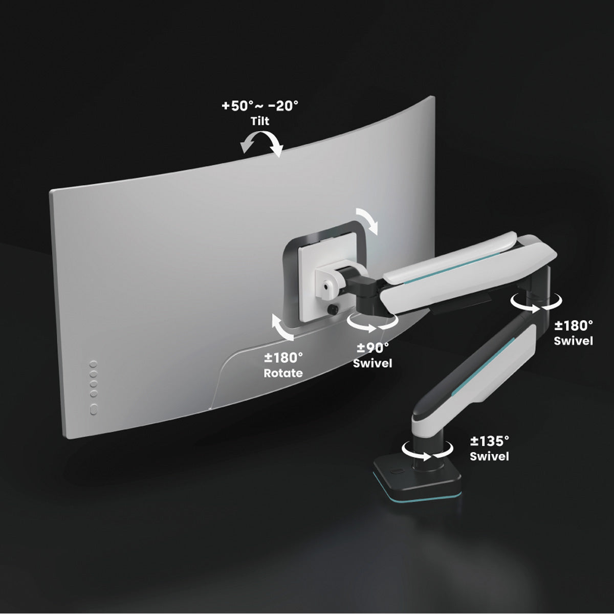 ROLINE Monitorarm Tischhalterung – Klemme/Durchführung – 1 Monitor – 17–49" – VESA 75×75/100×100 mm