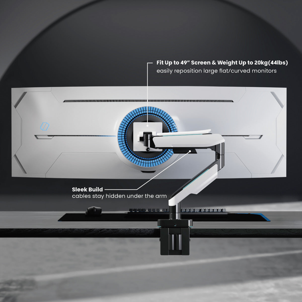 ROLINE Monitorarm Tischhalterung – Klemme/Durchführung – 1 Monitor – 17–49" – VESA 75×75/100×100 mm
