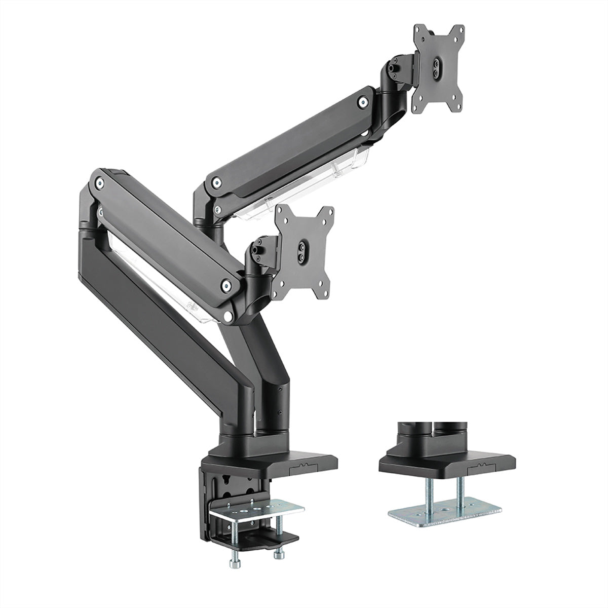 ROLINE LCD-Doppelarm – Monitorarm Tischhalterung – Klemme/Durchführung – 2 Monitore – bis 35" – VESA 75×75/100