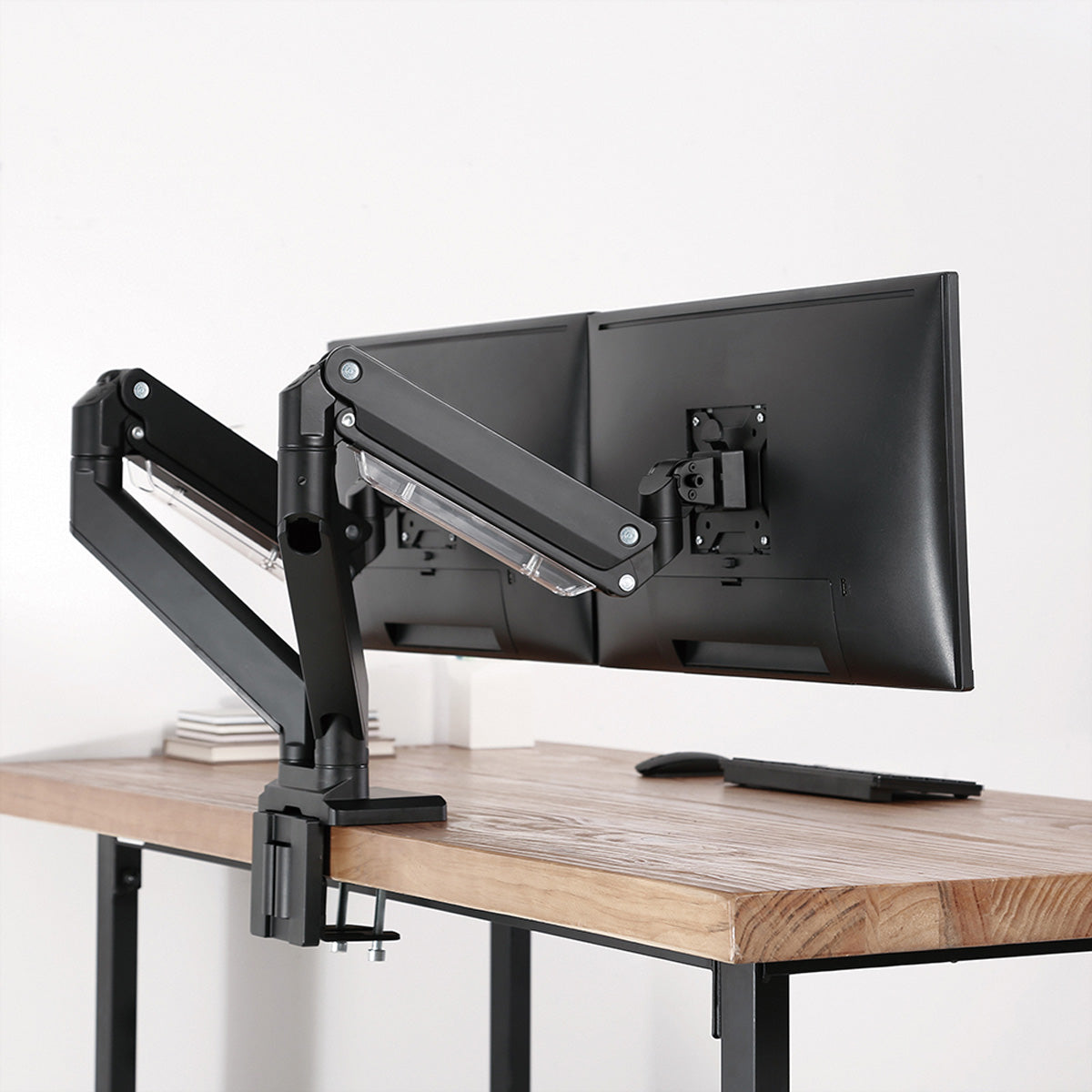 ROLINE LCD-Doppelarm – Monitorarm Tischhalterung – Klemme/Durchführung – 2 Monitore – bis 35" – VESA 75×75/100