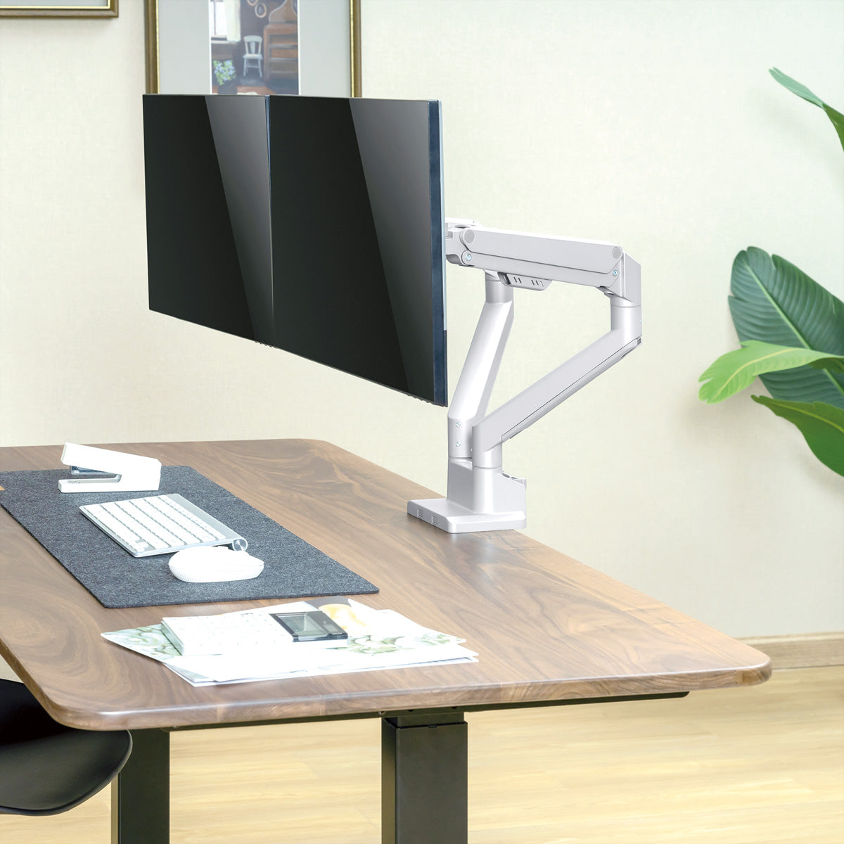 ROLINE LCD-Doppelarm – Monitorarm Tischhalterung – Klemme/Durchführung – 2 Monitore – 17–32"