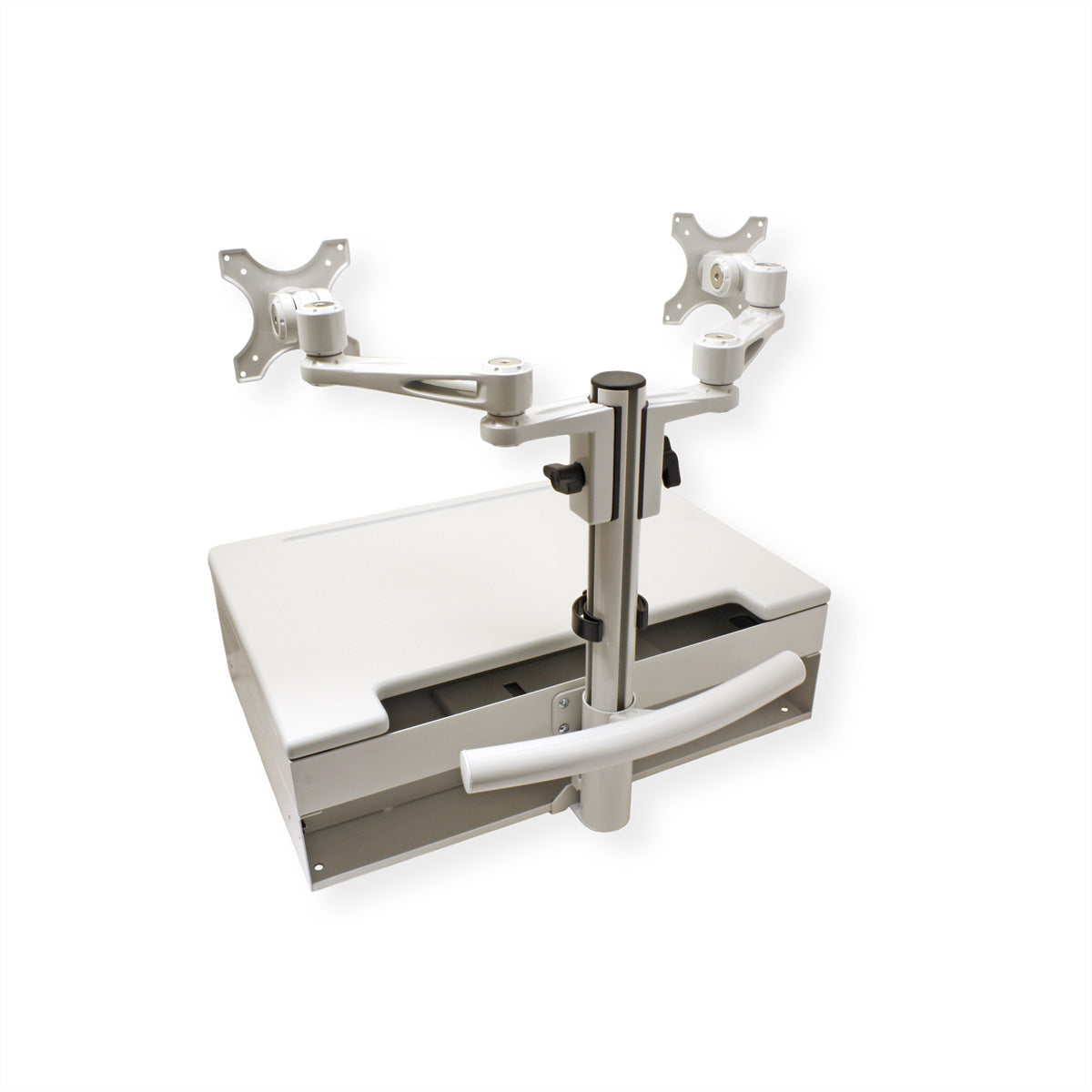 ROLINE Sitz-/Steh-Workstation – 2 Monitore – VESA 75×75/100×100 mm – bis 6 kg/Monitor – höhenverstellbar