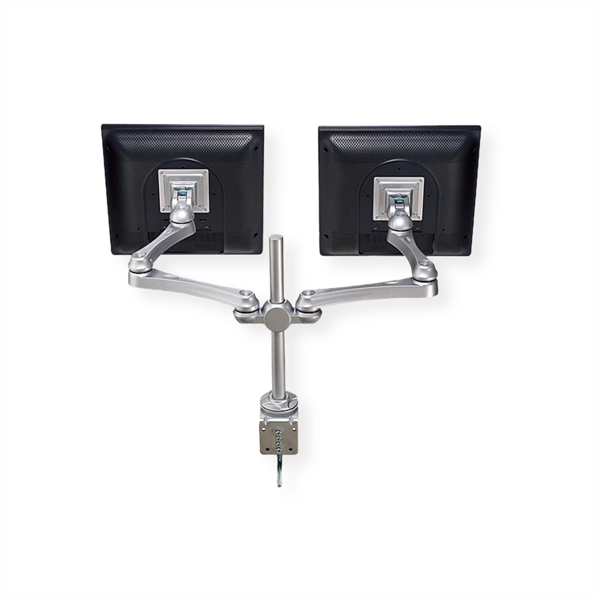 ROLINE Monitorarm Tischhalterung – 2 Monitore – VESA 75×75/100×100 mm – bis 8 kg/Monitor – Silber