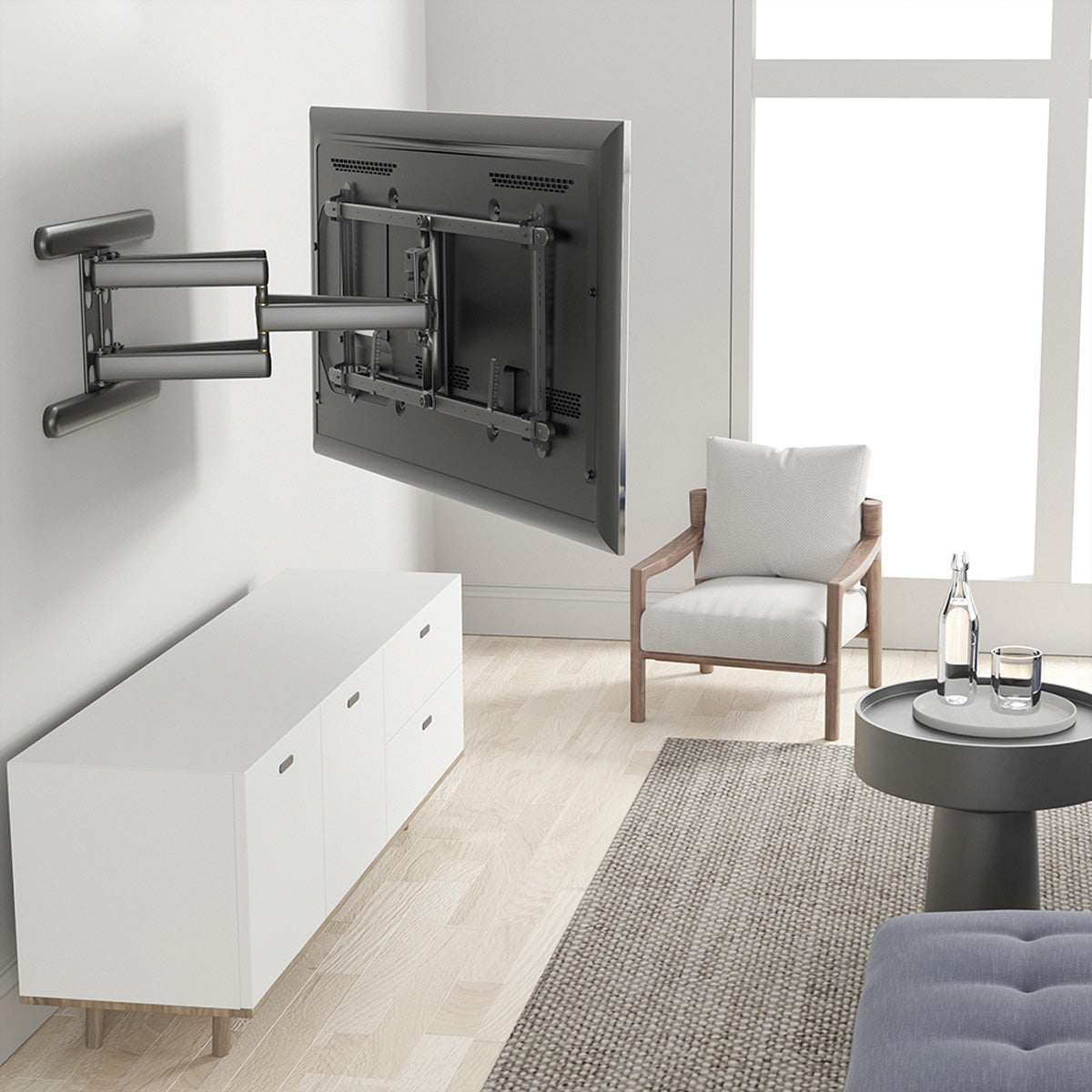 ROLINE Wandhalterung – Vollbeweglich – 37–80" – VESA 200×200–600×400 – bis 70 kg, Höhenverstellbar – Schwarz