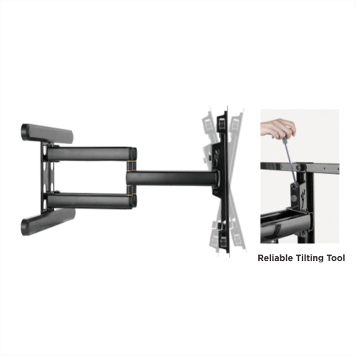 ROLINE Wandhalterung – Vollbeweglich – 37–80" – VESA 200×200–600×400 – bis 70 kg, Höhenverstellbar – Schwarz