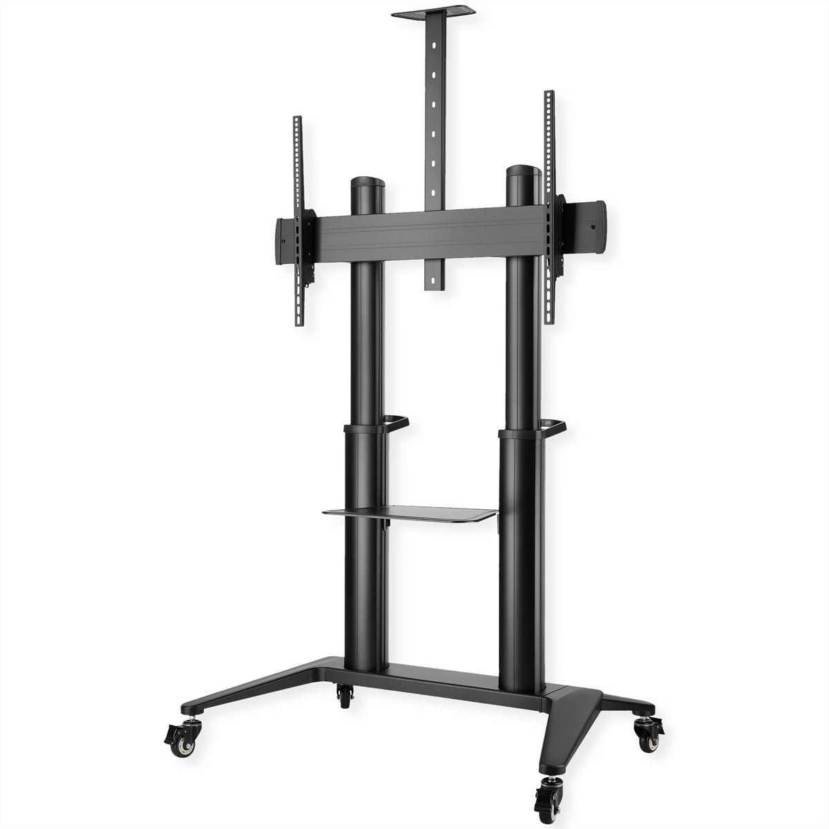 ROLINE TV-Wagen – 70–120" – VESA 200×200–1000×600 – bis 140 kg, Höhenverstellbar, mit Rollen – Schwarz