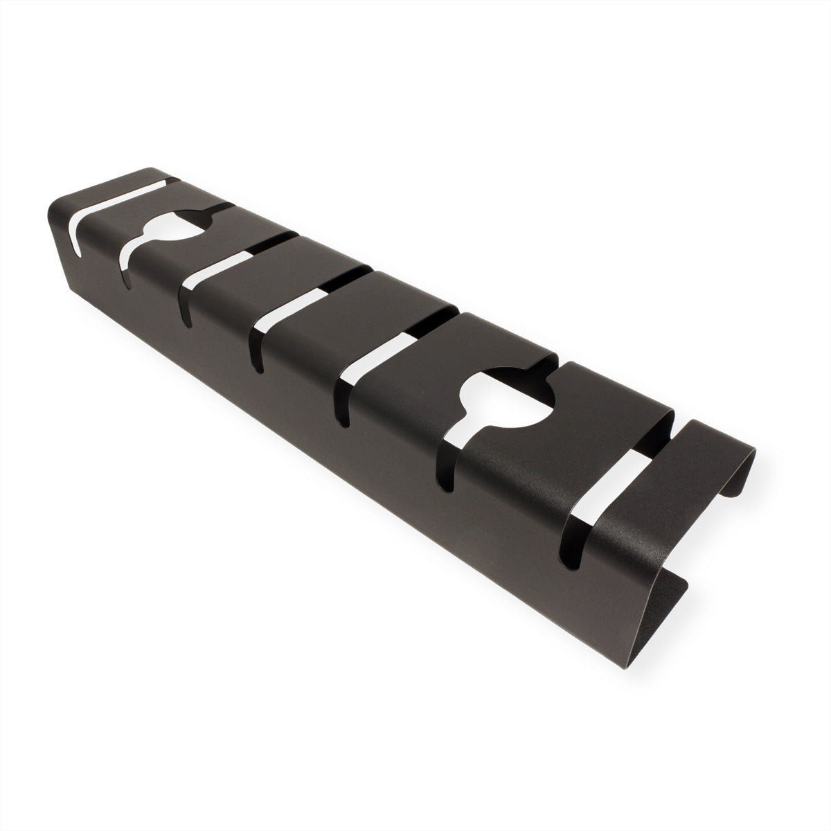 ROLINE Untertisch-Kabelwanne – 530×110×80 mm – Metall – Schwarz, Untertischmontage, 2 Stk.