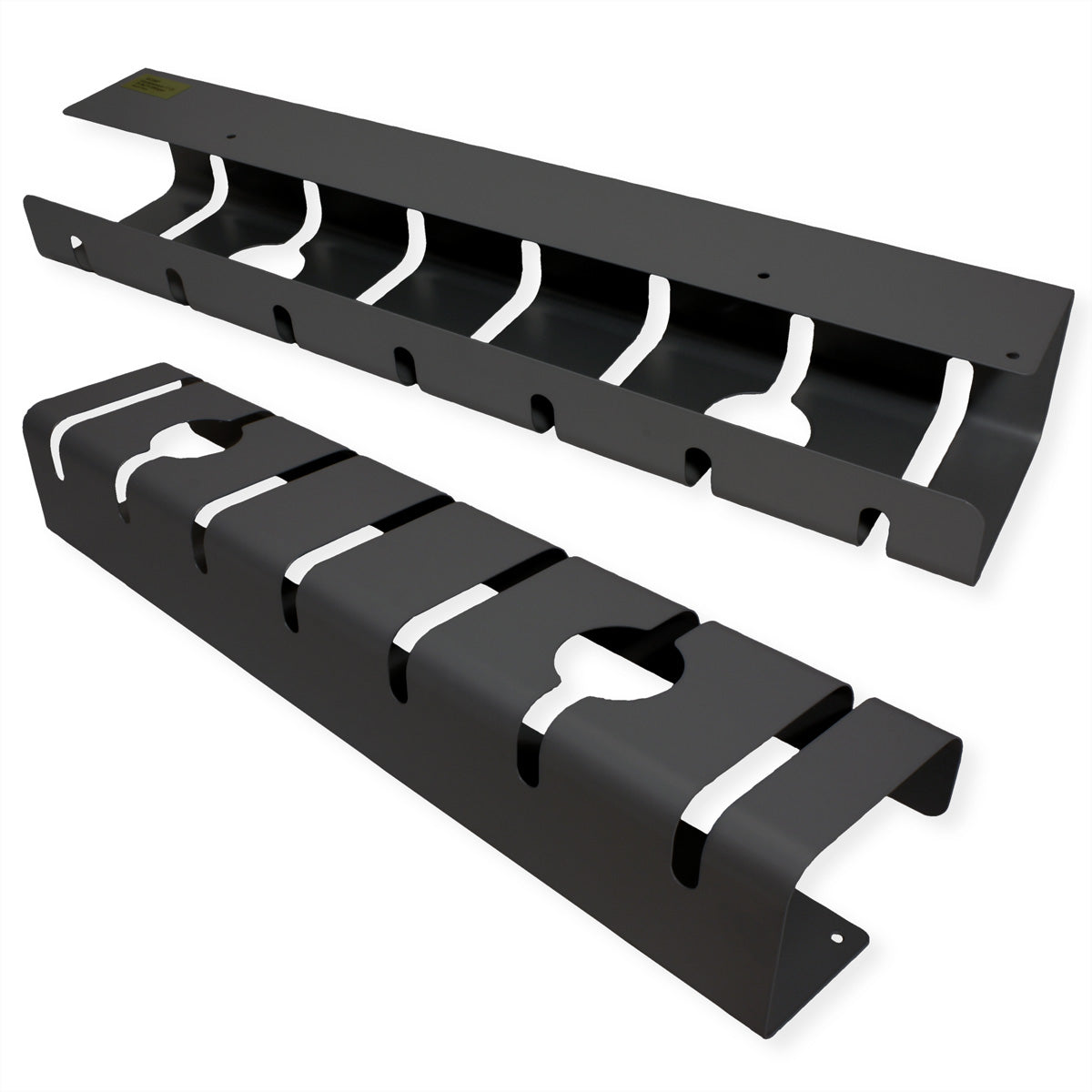 ROLINE Untertisch-Kabelwanne – 530×110×80 mm – Metall – Schwarz, Untertischmontage, 2 Stk.