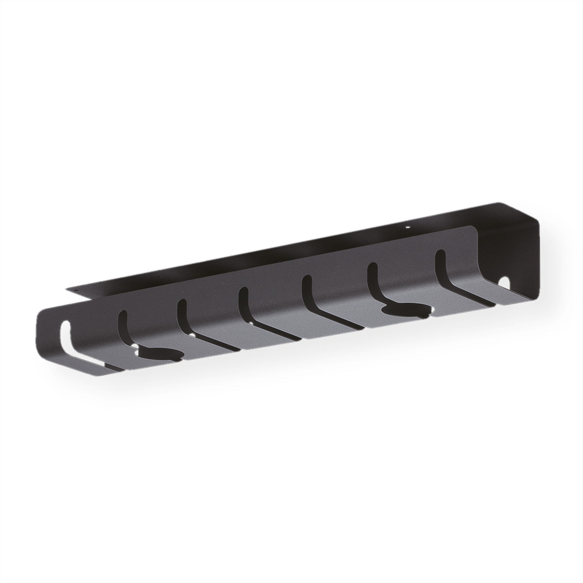 ROLINE Untertisch-Kabelwanne – 530×110×80 mm – Metall – Schwarz, Untertischmontage, 2 Stk.