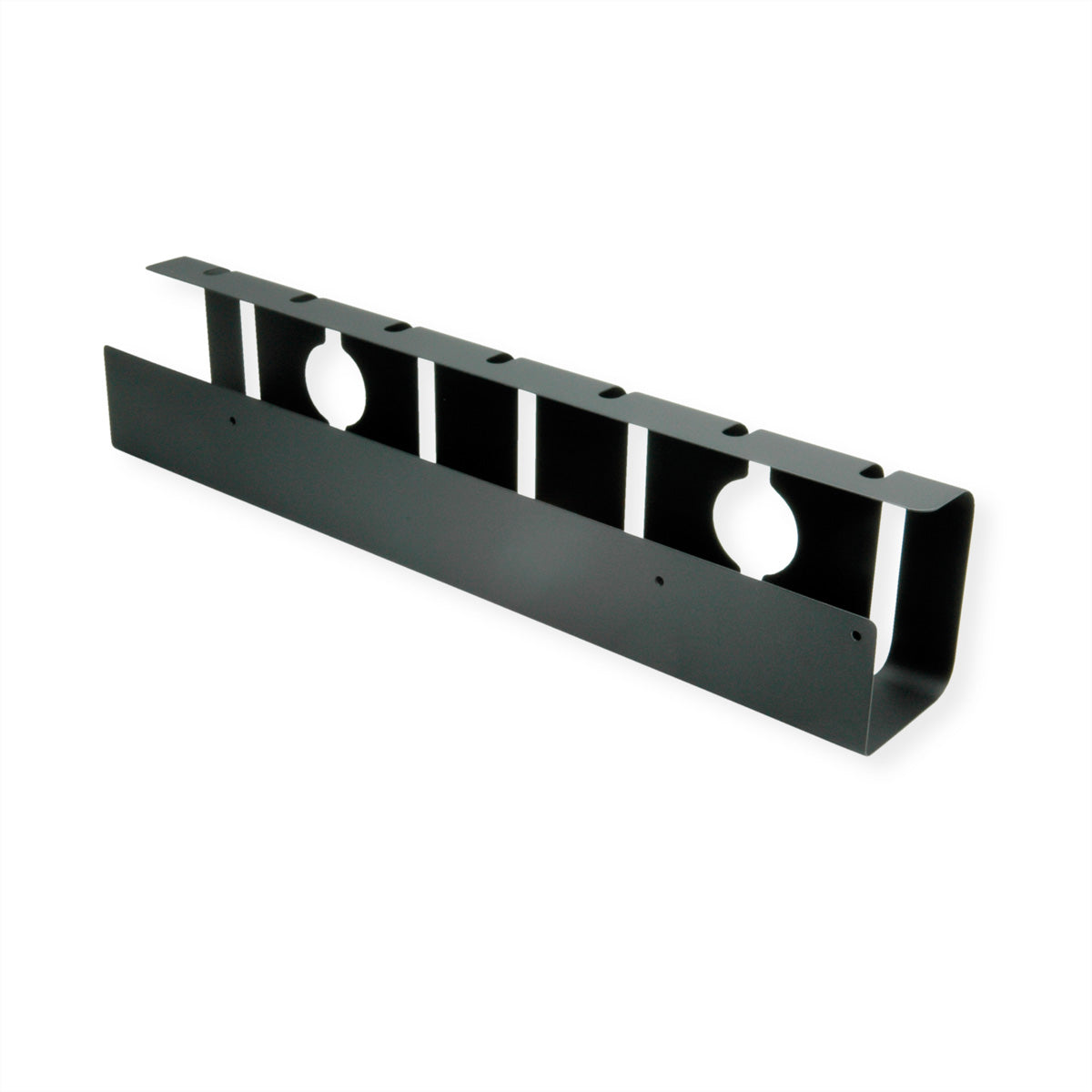 ROLINE Untertisch-Kabelwanne – 530×110×80 mm – Metall – Schwarz, Untertischmontage, 2 Stk.