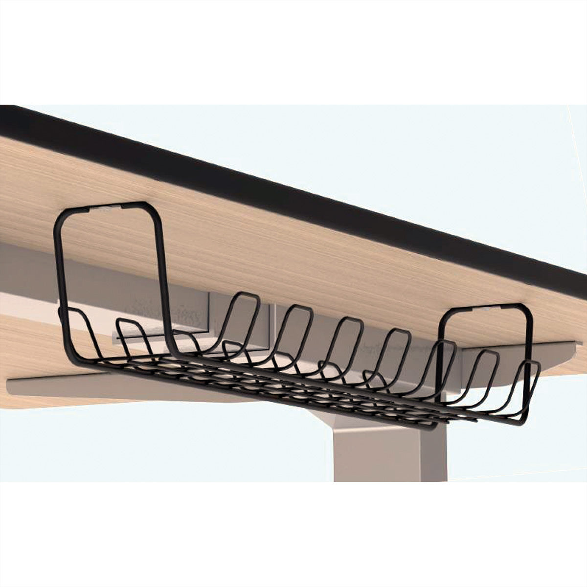 ROLINE Untertisch-Kabelwanne – 600 × 132 × 99 mm – Schwarz, Untertischmontage, 2 Stk.