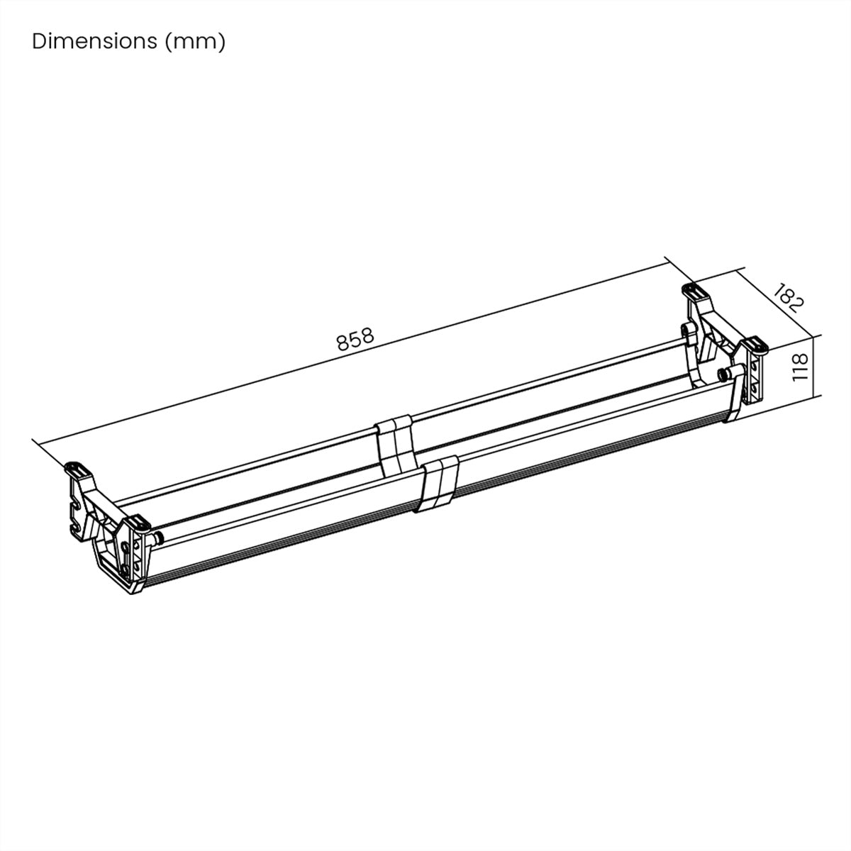 ROLINE Easy2Open Untertisch-Kabelwanne – 182 × 858 × 118 mm – ABS – Weiss, Untertischmontage, 5 kg Traglast