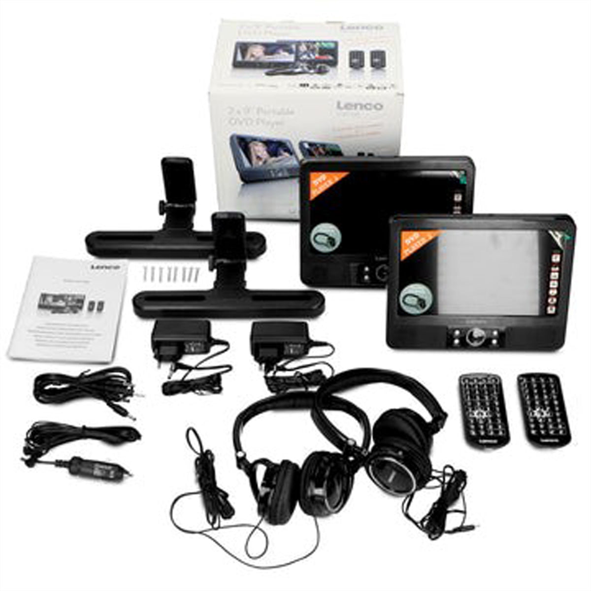 Lenco DVP-939 – 2× 9" Tragbarer DVD-Player, Dual-Screen, 800×480 Pixel, SD/USB, 2 h Akku, Schwarz