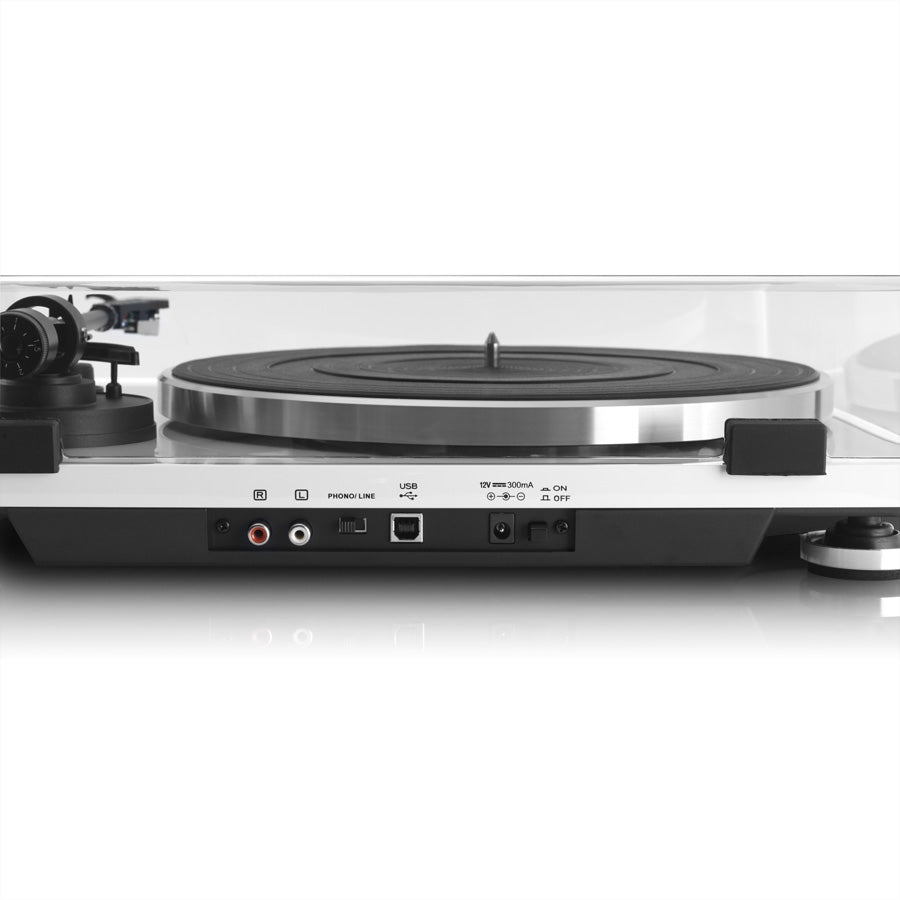 Lenco L-87 Slimline USB – Plattenspieler (Riemenantrieb, halbautomatisch), Phono-Vorverstärker, 33⅓/45 – Weiss