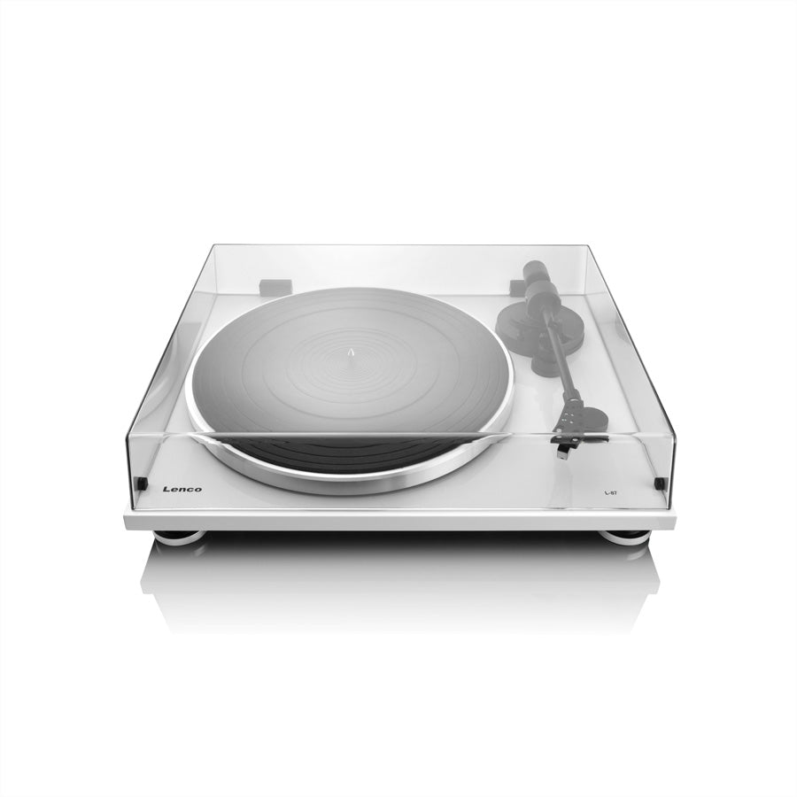 Lenco L-87 Slimline USB – Plattenspieler (Riemenantrieb, halbautomatisch), Phono-Vorverstärker, 33⅓/45 – Weiss