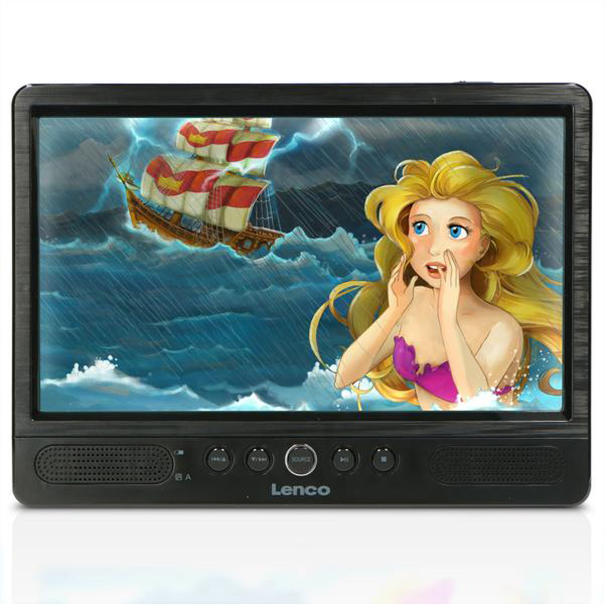 Lenco DVP-1045 – 10" tragbarer DVD-Player, TFT, 1024×600 Pixel, USB, SD, 2× Lautsprecher – Schwarz