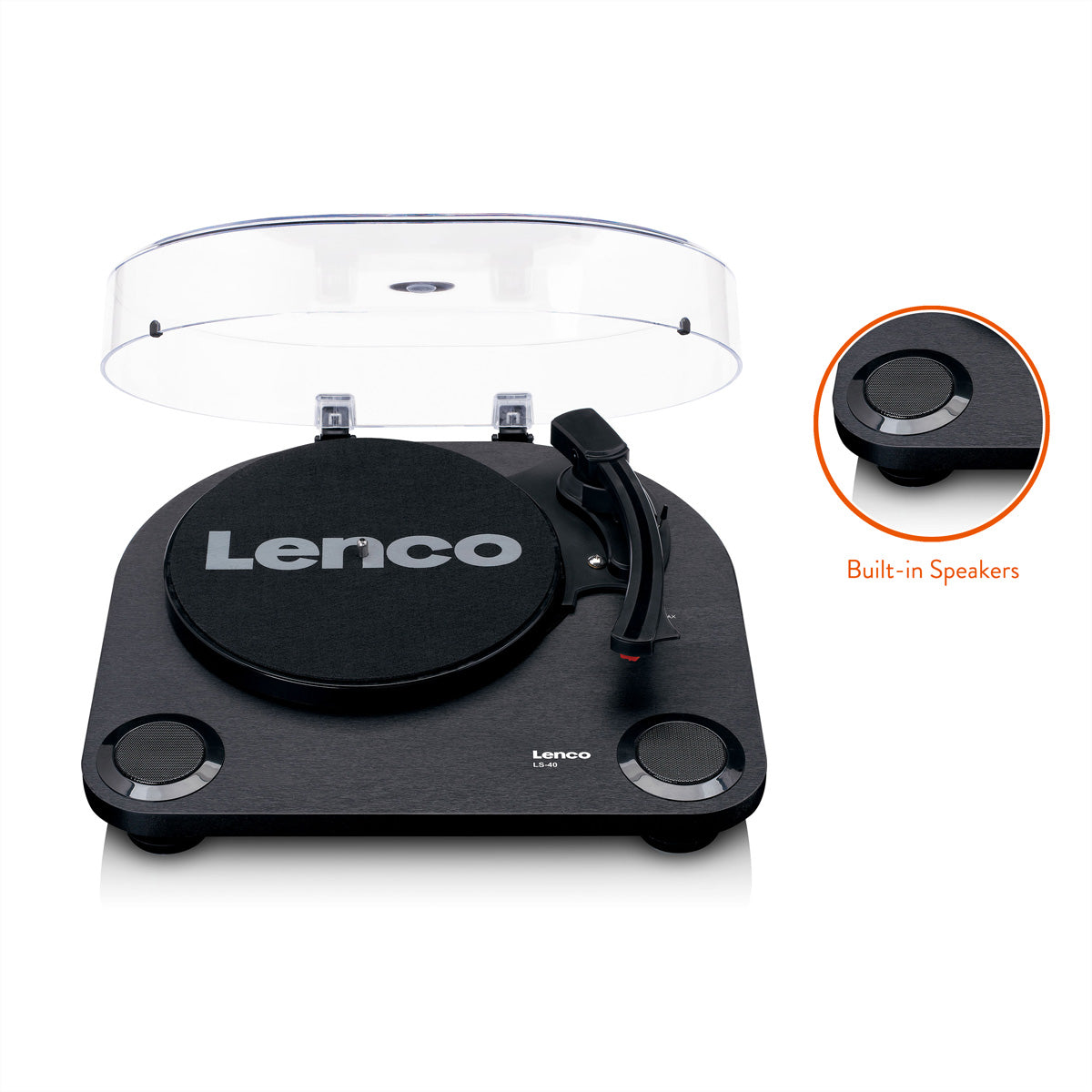 Lenco LS-40BK – Plattenspieler (Riemenantrieb, halbautomatisch), 33⅓/45 U/min – Schwarz