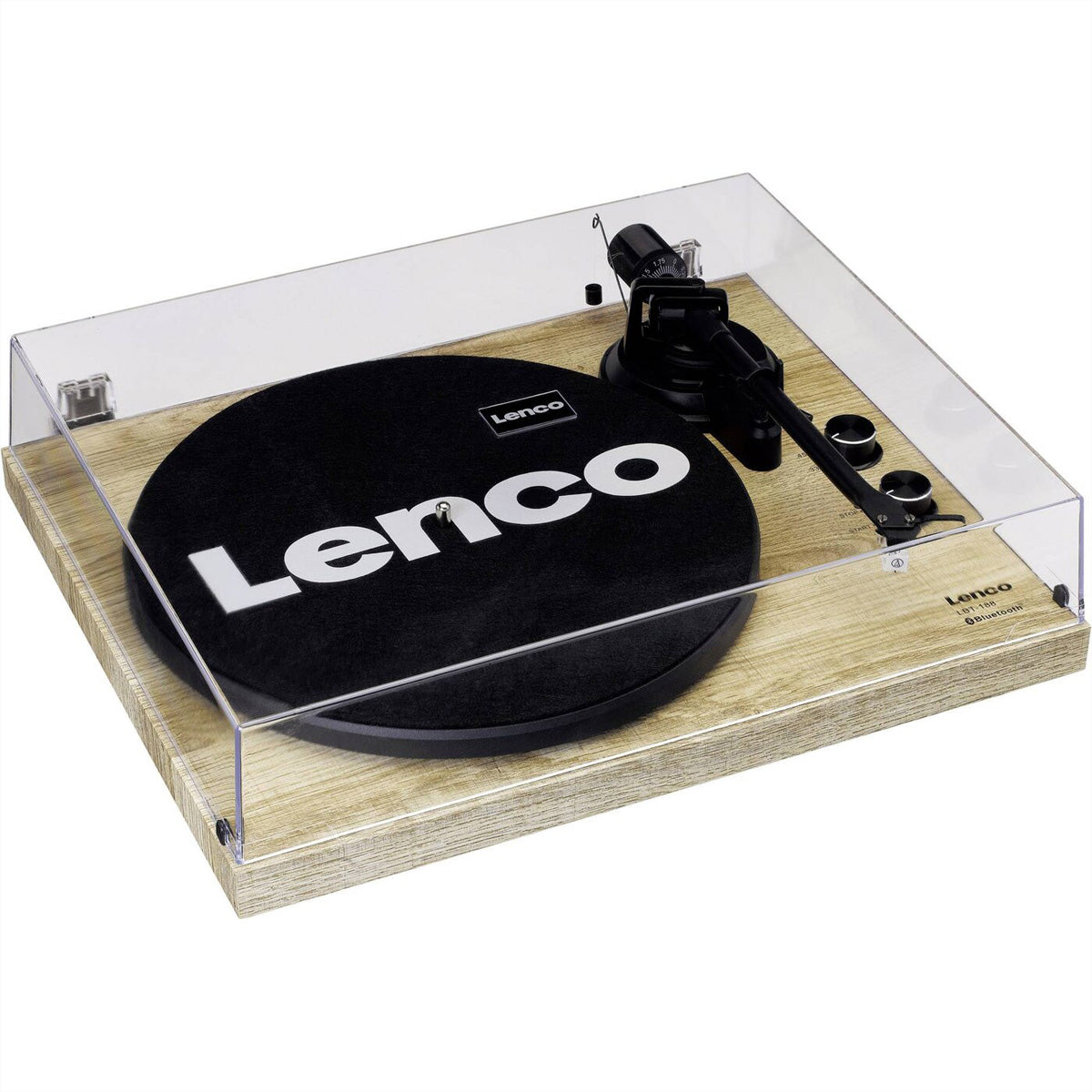 Lenco LBT-188 – Plattenspieler (Riemenantrieb, Start-Stopp-Betrieb), Bluetooth, Phono-Vorverstärker, 33/45 U/min – Pinie