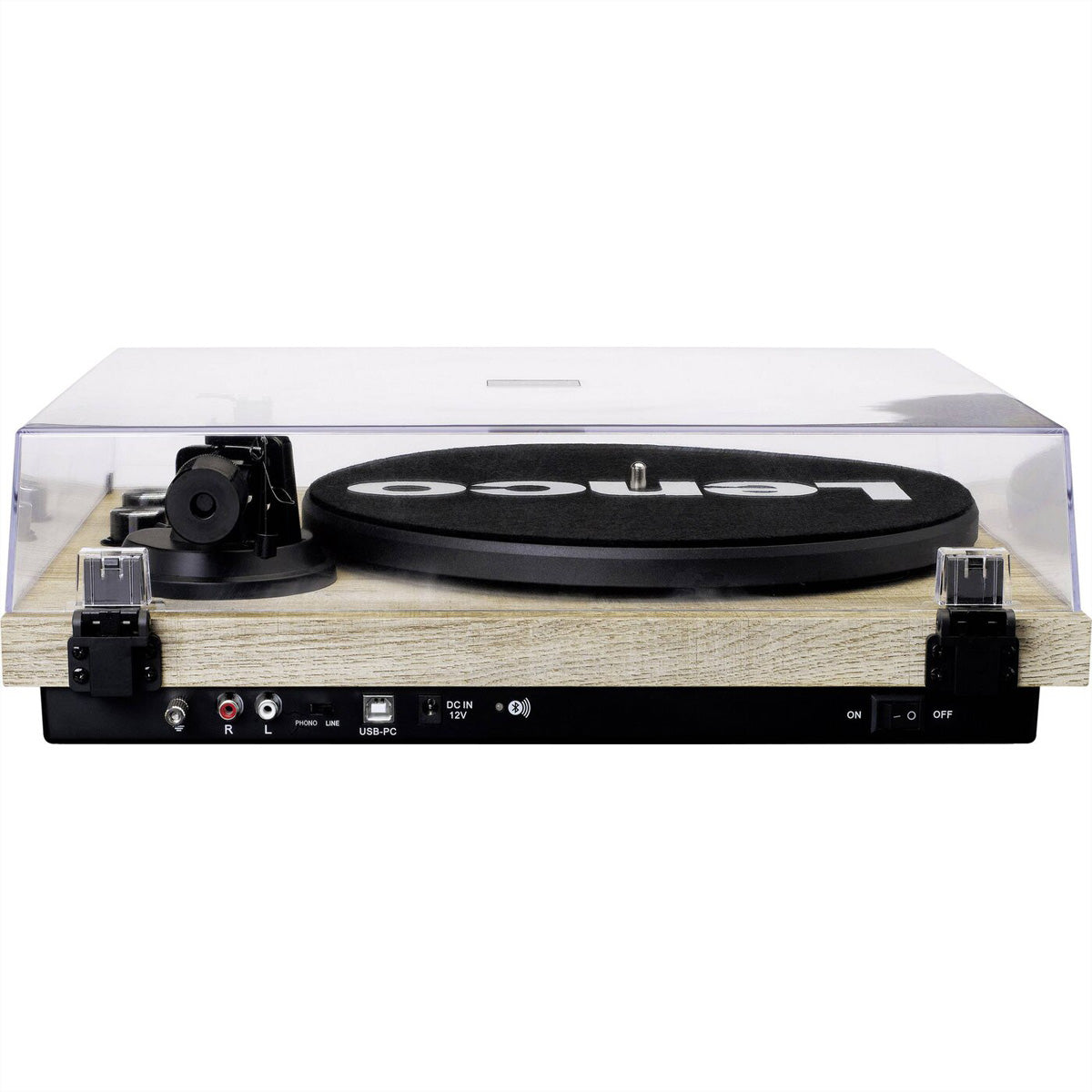 Lenco LBT-188 – Plattenspieler (Riemenantrieb, Start-Stopp-Betrieb), Bluetooth, Phono-Vorverstärker, 33/45 U/min – Pinie