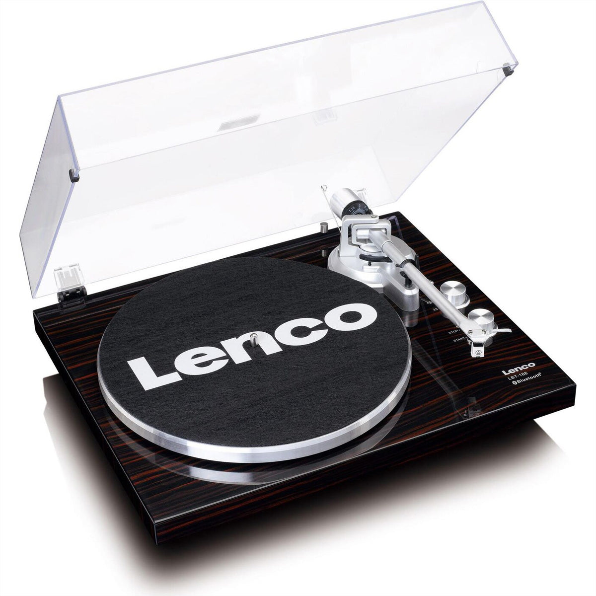 Lenco LBT-188 – Plattenspieler (Riemenantrieb), Bluetooth, Phono-Vorverstärker, 33⅓/45 U/min – Walnuss