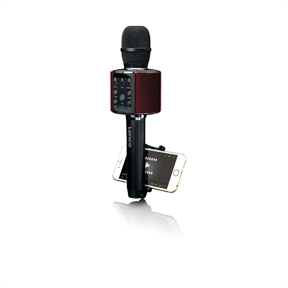 Lenco BMC-090 Karaoke-Mikrofon – Bluetooth, Kabellos, 8 h Akku, 5 W, für HiFi-Geräte/Mobiltelefone, Schwarz