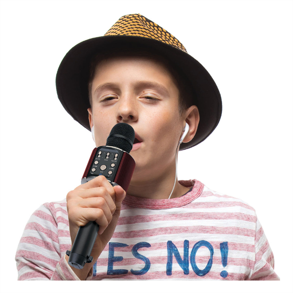 Lenco BMC-090 Karaoke-Mikrofon – Bluetooth, Kabellos, 8 h Akku, 5 W, für HiFi-Geräte/Mobiltelefone, Schwarz