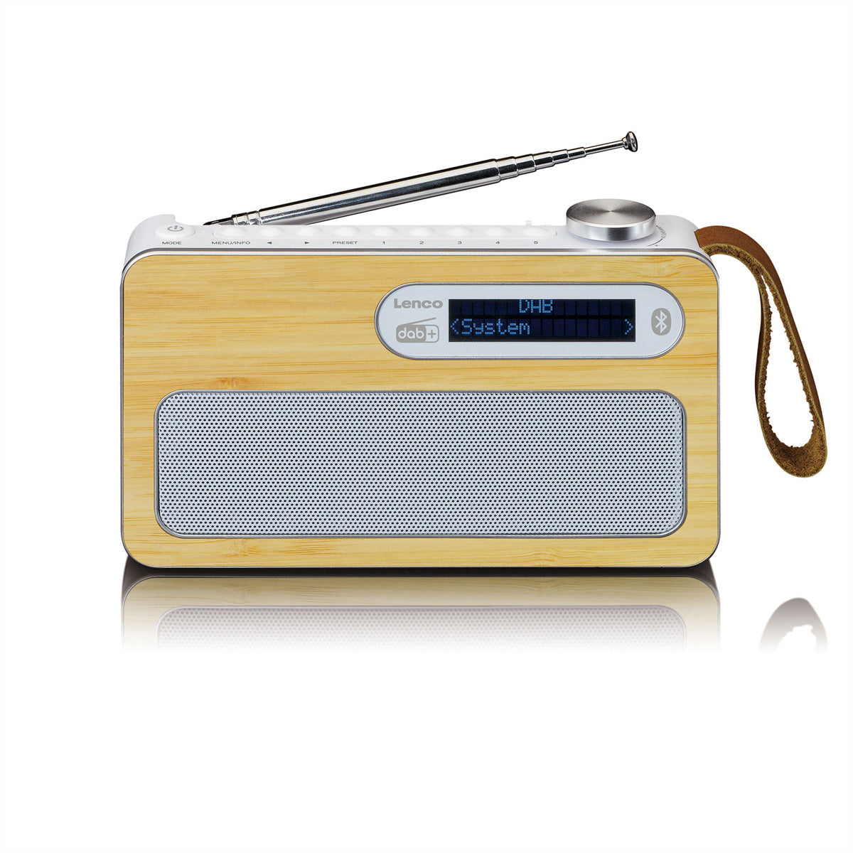 Lenco PDR-040 – DAB+ Radio, Akkulaufzeit 12 h, Bluetooth 5.0, Bambus/Weiss