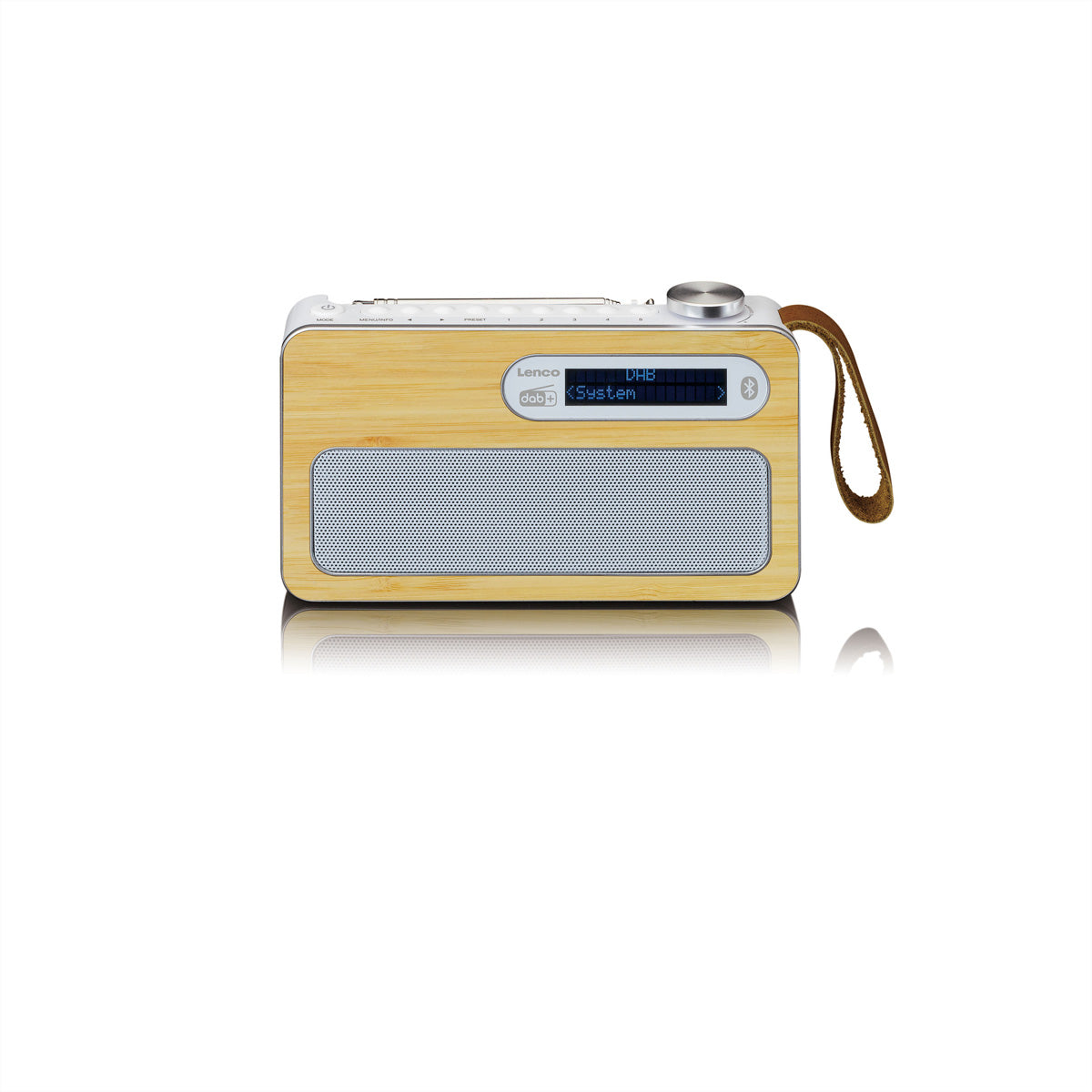 Lenco PDR-040 – DAB+ Radio, Akkulaufzeit 12 h, Bluetooth 5.0, Bambus/Weiss