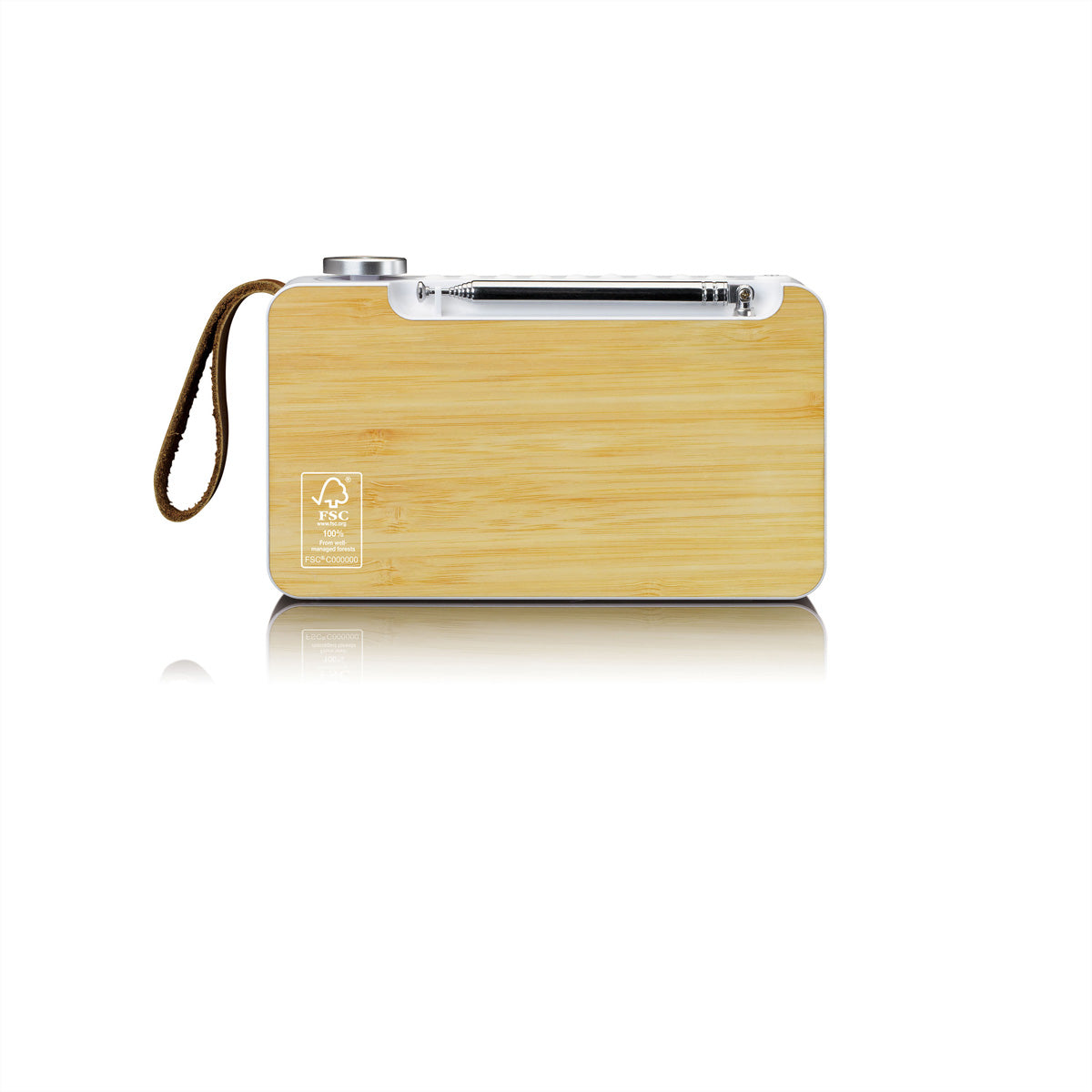 Lenco PDR-040 – DAB+ Radio, Akkulaufzeit 12 h, Bluetooth 5.0, Bambus/Weiss