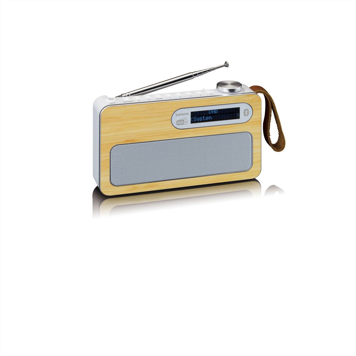 Lenco PDR-040 – DAB+ Radio, Akkulaufzeit 12 h, Bluetooth 5.0, Bambus/Weiss