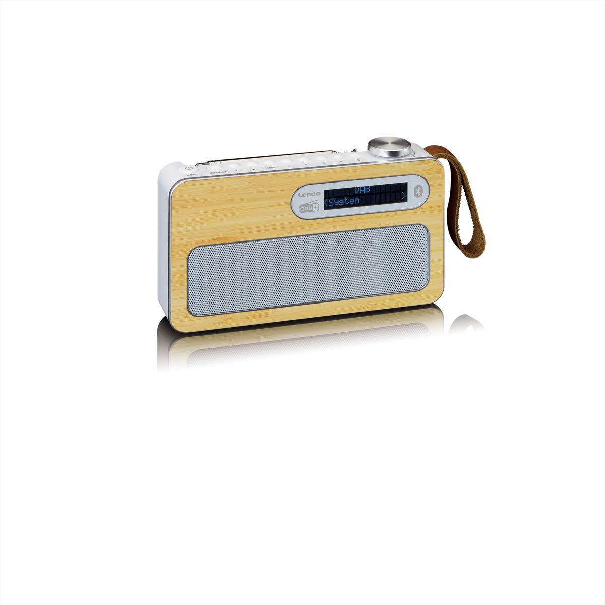Lenco PDR-040 – DAB+ Radio, Akkulaufzeit 12 h, Bluetooth 5.0, Bambus/Weiss