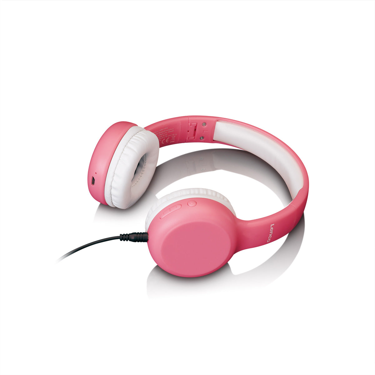 Lenco HPB-110 Kinderkopfhörer – Over-Ear, Stereo, Kabel + BT, 3,5 mm Klinke, 85 dB Lautstärke-Limit, Pink