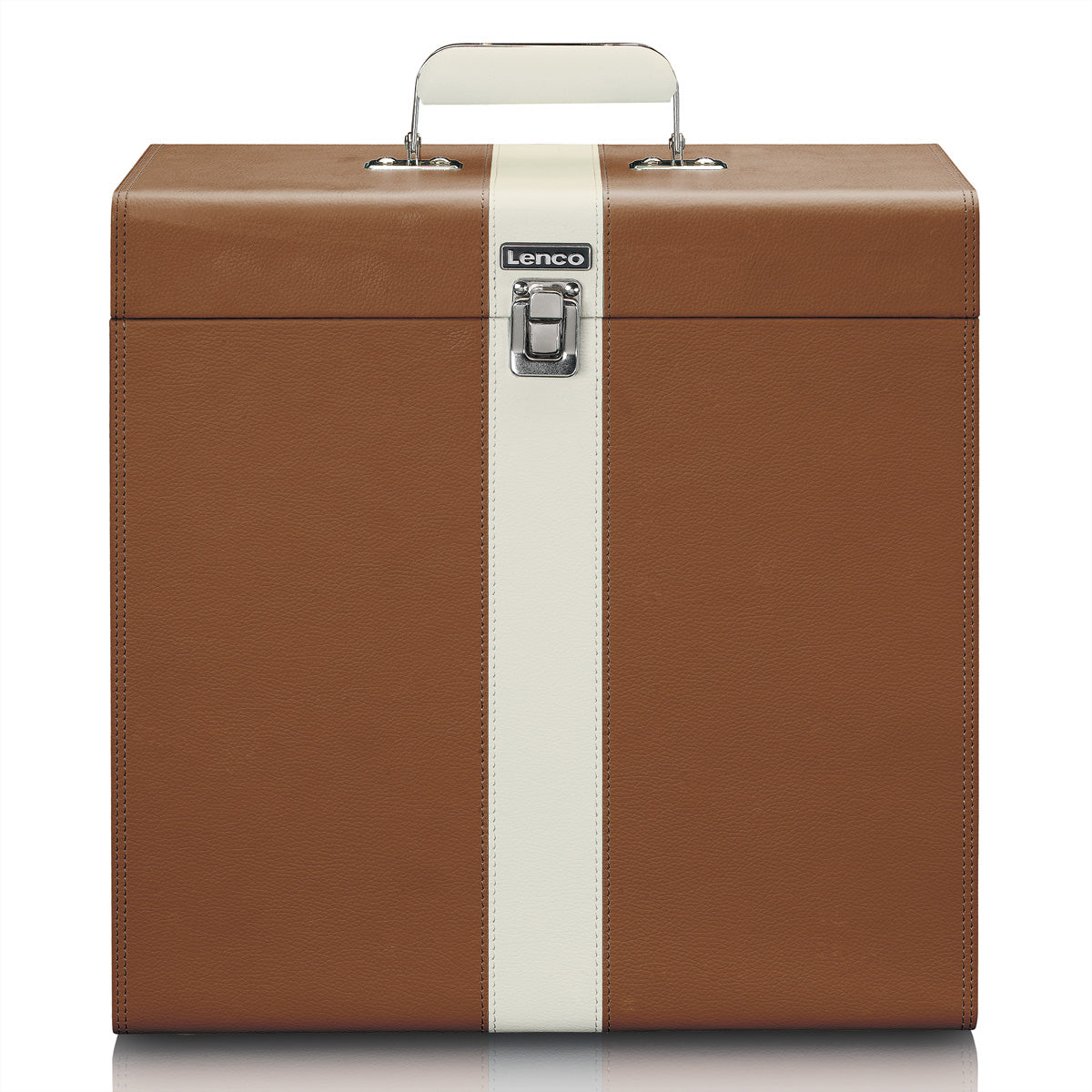 Lenco TTA-301 – Schallplattenkoffer – für bis zu 30 Schallplatten – Kunstleder, Samt Innen – Braun