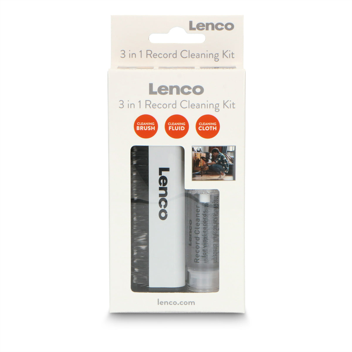 Lenco TTA-3IN1 – Schallplatten-Reinigungsset – Carbon-Bürste, antistatisch, 10 ml Reinigungsflüssigkeit – mehrfarbig